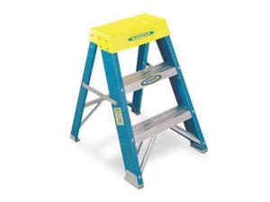 2 Steps, Fiberglass Step Stool, 250 lb. Load Capacity, Blue/Silver/Yellow WERNER 6002 2 Steps, Fiberglass Step Stool, 250 lb. Load Capacity, Blue/Silver/Yellow WERNER 6002