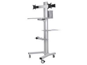 Desktop PC Mobile Cart for Dual Monitor Wheel Printer Computer Desk Workstation Desktop PC Mobile Cart for Dual Monitor Wheel Printer Computer Desk Workstation