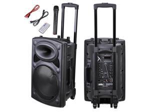 1200W Portable Active PA Speaker Mic Guitar AMP Bluetooth USB SD LCD FM Remote 1200W Portable Active PA Speaker Mic Guitar AMP Bluetooth USB SD LCD FM Remote