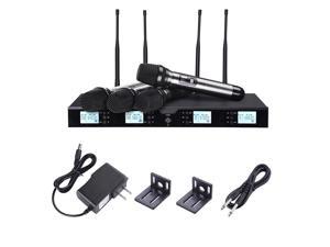 4 Channel Receiver UHF Wireless Microphone System w/ 4 Handheld Mics 4 Antennas 1/4" Audio XLR 262' 4 Channel Receiver UHF Wireless Microphone System w/ 4 Handheld Mics 4 Antennas 1/4" Audio XLR 262'