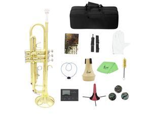 Brass Trumpet Bb B Flat with Mouthpiece Bag Tuner Mute Trumpet Stand Gloves V1T3 Brass Trumpet Bb B Flat with Mouthpiece Bag Tuner Mute Trumpet Stand Gloves V1T3