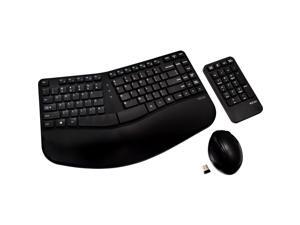 V7 Ergonomic Wireless Keyboard, Mouse, And Keypad Combo - USB Wireless RF English (US) - USB Wireless RF Optical - 1600 dpi - 6 Button - Multimedia Hot Key(s) - Symmetrical - AAA - Compatible with Win V7 Ergonomic Wireless Keyboard, Mouse, And Keypad Combo - USB Wireless RF English (US) - USB Wireless RF Optical - 1600 dpi - 6 Button - Multimedia Hot Key(s) - Symmetrical - AAA - Compatible with Win