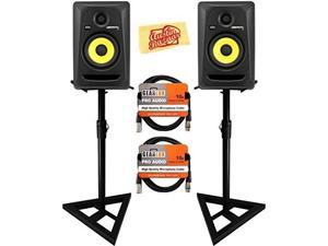 krk rokit 5 g3 studio monitor speaker bundle with two monitors, stands, xlr cables, and austin bazaar polishing cloth krk rokit 5 g3 studio monitor speaker bundle with two monitors, stands, xlr cables, and austin bazaar polishing cloth