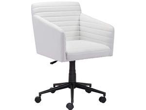 zuo modern brox office chair, 25"w x 31.9"h x 26"l overall dimensions,faux leather fabric, cushioned seat and arms, white zuo modern brox office chair, 25"w x 31.9"h x 26"l overall dimensions,faux leather fabric, cushioned seat and arms, white