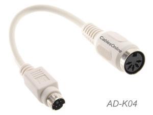 Din-5 Female to Mini-Din 6-Pin Male AT to PS/2 Keyboard Adapter w/6-inch Cable Din-5 Female to Mini-Din 6-Pin Male AT to PS/2 Keyboard Adapter w/6-inch Cable