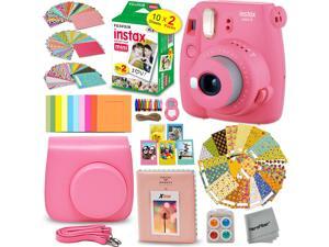FujiFilm Instax Mini 9 Instant Camera FLAMINGO PINK + EMOJI Film stickers + Fuji INSTAX Film (20 Sheets) + Custom Fitted Case + Instax Album + Colorful Stickers + Fun Frames + 4 Colored Filters + MORE FujiFilm Instax Mini 9 Instant Camera FLAMINGO PINK + EMOJI Film stickers + Fuji INSTAX Film (20 Sheets) + Custom Fitted Case + Instax Album + Colorful Stickers + Fun Frames + 4 Colored Filters + MORE