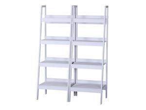 Set of 2 4 Tier Ladder Shelf Multi-Use Display Bookcase Flower Stand White Set of 2 4 Tier Ladder Shelf Multi-Use Display Bookcase Flower Stand White
