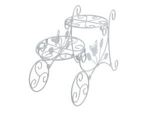 14.5" Two Tier White Butterfly Garden Patio Cart Outdoor Flower Pot Holder 14.5" Two Tier White Butterfly Garden Patio Cart Outdoor Flower Pot Holder