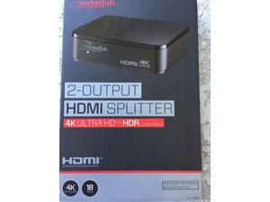 Rocketfish- 2-Output HDMI Splitter with 4K and HDR Pass-Through - Black NEW Rocketfish- 2-Output HDMI Splitter with 4K and HDR Pass-Through - Black NEW