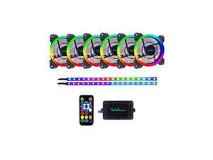Apevia SP612L2S-RGB Spectra 120mm Silent Dual Ring Addressable RGB Color Changing LED Fan + 2 Color Changing Magnetic LED Strips (6+2-pk) Apevia SP612L2S-RGB Spectra 120mm Silent Dual Ring Addressable RGB Color Changing LED Fan + 2 Color Changing Magnetic LED Strips (6+2-pk)