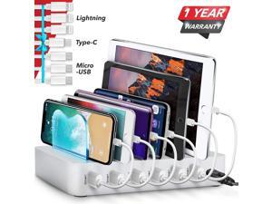 Poweroni USB Charging Station Dock - 6-Port - Fast Charge Docking Station for Multiple Devices - Multi Device Charger Organizer - Compatible with Apple iPad iPhone and Android Cell Phone and Tablet Poweroni USB Charging Station Dock - 6-Port - Fast Charge Docking Station for Multiple Devices - Multi Device Charger Organizer - Compatible with Apple iPad iPhone and Android Cell Phone and Tablet