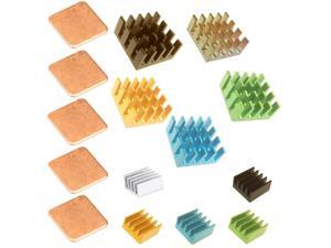 Easycargo 15 pcs Raspberry Pi Heatsink Kit Aluminum + Copper + Thermal Conductive Adhesive Tape for Cooling Cooler Raspberry Pi 3B+, 3 B, Pi 2, Pi Model B+ (Multicolored (15pcs)) Easycargo 15 pcs Raspberry Pi Heatsink Kit Aluminum + Copper + Thermal Conductive Adhesive Tape for Cooling Cooler Raspberry Pi 3B+, 3 B, Pi 2, Pi Model B+ (Multicolored (15pcs))