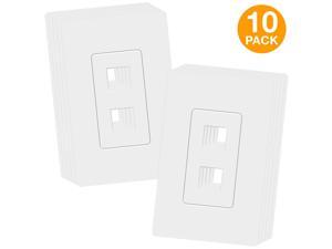 TOPGREENER 2 Port RJ45 Keystone Screwless Wall Plate, Cat5 Cat6 Jack Module Compatible, 1-Gang, Polycarbonate Thermoplastic, White (2 Port 10 Pack) SI8872-10PCS TOPGREENER 2 Port RJ45 Keystone Screwless Wall Plate, Cat5 Cat6 Jack Module Compatible, 1-Gang, Polycarbonate Thermoplastic, White (2 Port 10 Pack) SI8872-10PCS