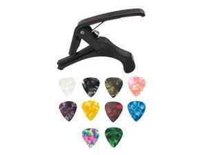 Universal Metal Capo Quick Changing Tune Clamp Trigger with 10pcs Picks Universal Metal Capo Quick Changing Tune Clamp Trigger with 10pcs Picks
