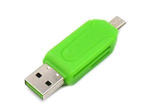 2-IN-1 Micro USB OTG to USB 2.0 Adapter TF SD SDXC Memory Card Reader For PC Android Smartphone Green Color 2-IN-1 Micro USB OTG to USB 2.0 Adapter TF SD SDXC Memory Card Reader For PC Android Smartphone Green Color