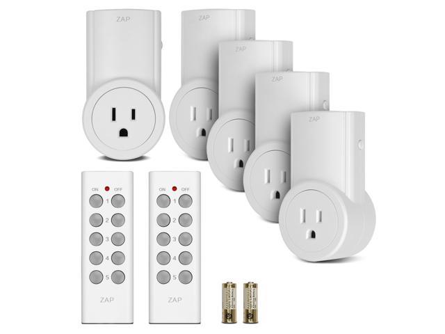 Etekcity BH9938U-5-2 5 Pack Self Learning Wireless Remote Control AC Electrical Power Outlet Switch with Two Remotes