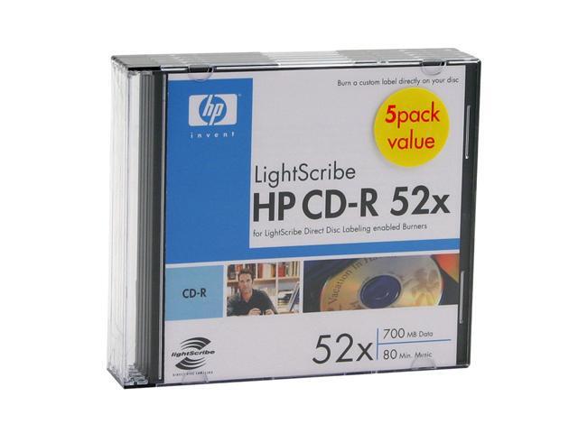 HP 700MB 52X CD R 5 Pack LightScribe Disc