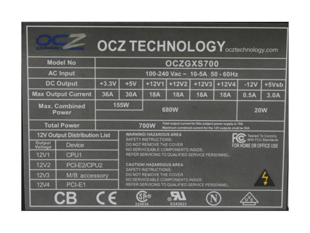 OCZ GameXStream OCZ700GXSSLI 700W Power Supply