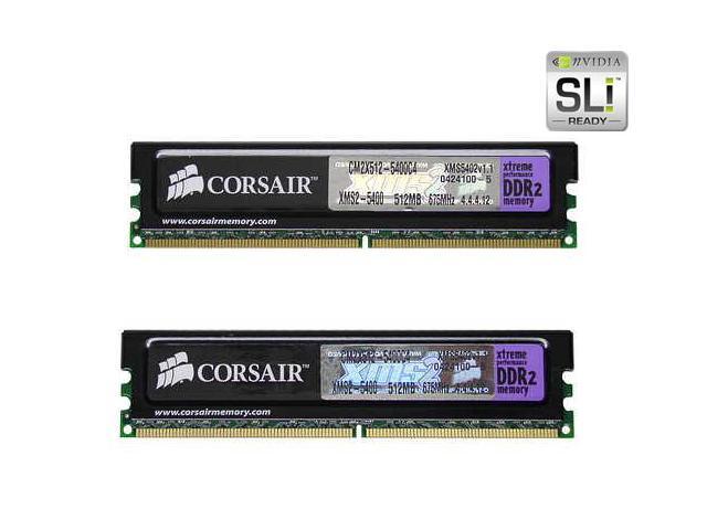 CORSAIR XMS 1GB (2 x 512MB) 240-Pin DDR2 SDRAM DDR2 675 (PC2 5400)  Unbuffered Dual Channel Kit System Memory ...