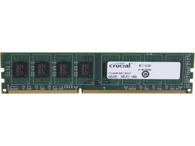 Crucial 4GB 240-Pin DDR3 SDRAM DDR3 1600 (PC3 12800) Desktop Memory Model CT51264BA160B