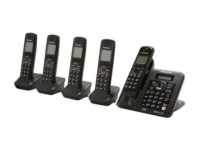 Panasonic KX-TG6645B 1.9 GHz Digital DECT 6.0 5X Handsets Cordless Phones Integrated Answering Machine