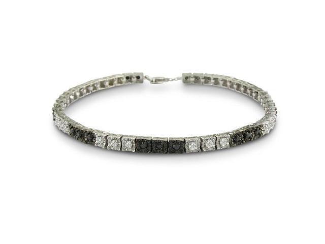 1ct Black and White Diamond Tennis Bracelet in Sterling Silver