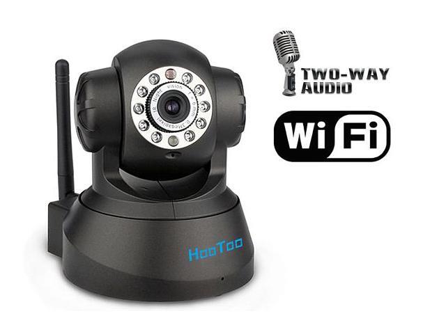 HooToo HT-IP206 Indoor Wired/Wireless Network IP Camera - M-JPEG, CMOS, Pan/Tilt, Two-way Audio, 640x480, Black