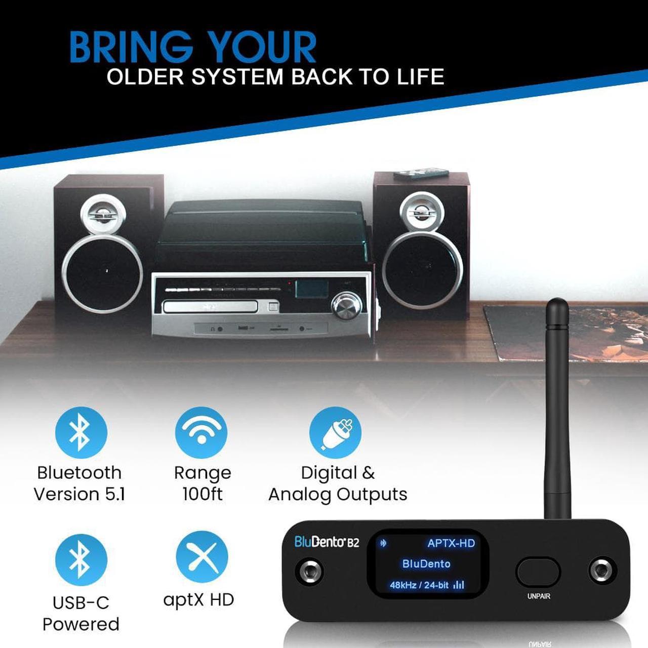 BluDento B2 AptX HD Bluetooth V5 1 Audio Receiver Built In TI DAC For