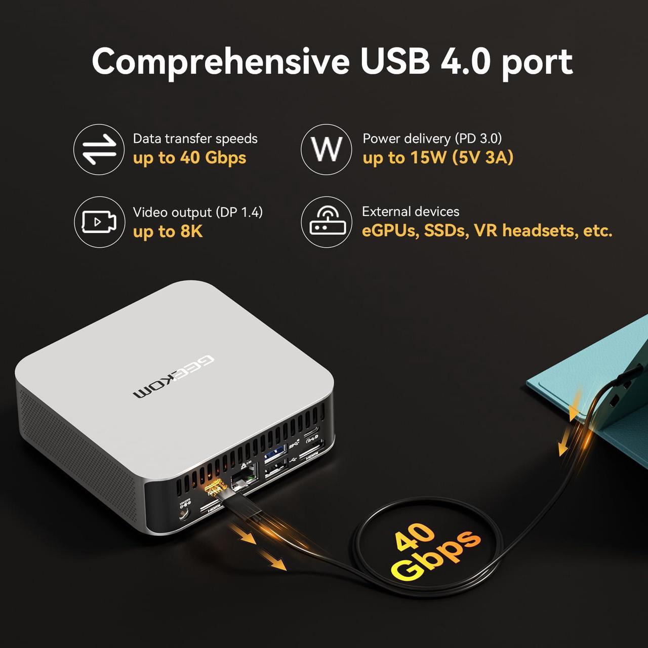 GEEKOM A8 AI Mini PC AMD Ryzen 9 8945HS Mini Computers Up To 5 2GHz