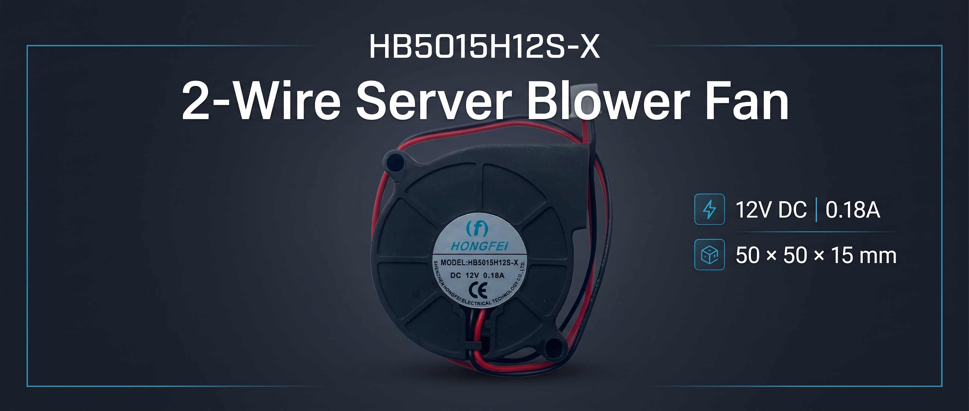 for HB5015H12S-X DC 12V 0.18A 50 * 50 * 15mm 2-Wire Server Blower Fan 7