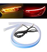 Car Headlight LED Strip, TEKSHINNY 2Pcs 24 Inches Flexible Car LED Strip Lights Dual Color Red Tu...