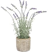 Coferset Lavender Small Fake Plant, 14.2" Lavender Artificial Flowers in Pots Decorative Plant fo...
