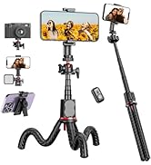 Flexible Tripod Selfie Stick for iPhone - Extendable Phone Tripod Selfie Stick with Cold Shoe Mou...
