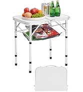 VEVOR Folding Camping Table, Adjustable Height Aluminum MDF Outdoor Portable Lightweight, for Coo...