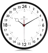 Lafocuse 12 Inch Silent Black 24 Hour Wall Clocks Battery Operated, Analog Military Time Wall Clo...