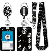 Moon Planet Teacher Lanyards for Id Badges and Keys, Retractable ID Badge Holder with Detachable ...