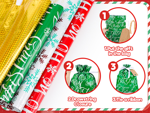 Christmas Drawstring Gift Bags