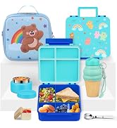 HAWEEK Lunch Box Kids with 5 Compartments, Insulated Food Jar & Utensil & Sauce Container & Lunch...