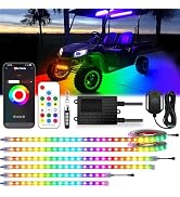 6PCS 12V-72V Golf Cart Lights, RGB Led Underglow Light Kit with 2 Remotes and App Control, Voltag...