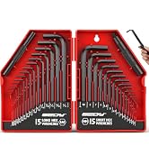 SEDY 32-Piece Hex Key Wrench Set, Metric and SAE Allen Wrenches (0.028-3/8 inch, 0.7-10 mm) L Sha...