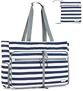 G4Free Large Beach Bag, Foldable Tote with Zipper, Waterproof Sandproof Pool Bag