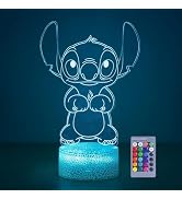 Hoofun 3D Illusion Stitch Night Light: Stitch Gifts Light with Remote Control and Smart Touch, St...