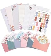 37 Pcs Stationery Paper Envelopes Set Includes 24 Lined Writing Paper & 12 Envelopes with 48 Roun...