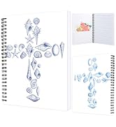 PRESSINART Seashell Spiral Notebook 8 x 6 Inch Bible Notebook Cross 80 Pages A5 College Ruled Jou...