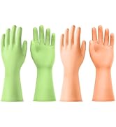 AUAUY Reusable Kitchen Dishwashing Gloves, Rubber Household Cleaning Gloves, Non-Slip Waterproof ...