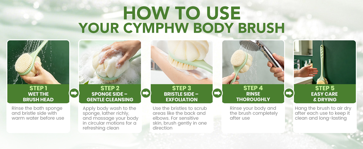 bath brush back scrubber for shower back washer for shower exfoliating men women loofah dry wet