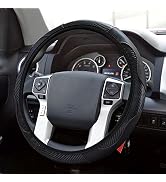 VAGURFO Car Steering Wheel Cover,15 inch PU Leather Elastic Carbon Fiber Pattern Stitching Color ...
