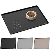 YINEYA Silicone Dog & Cat Food Mat Waterproof 22" x 14", Raised Edge Dog Bowl Mat for Food and Wa...