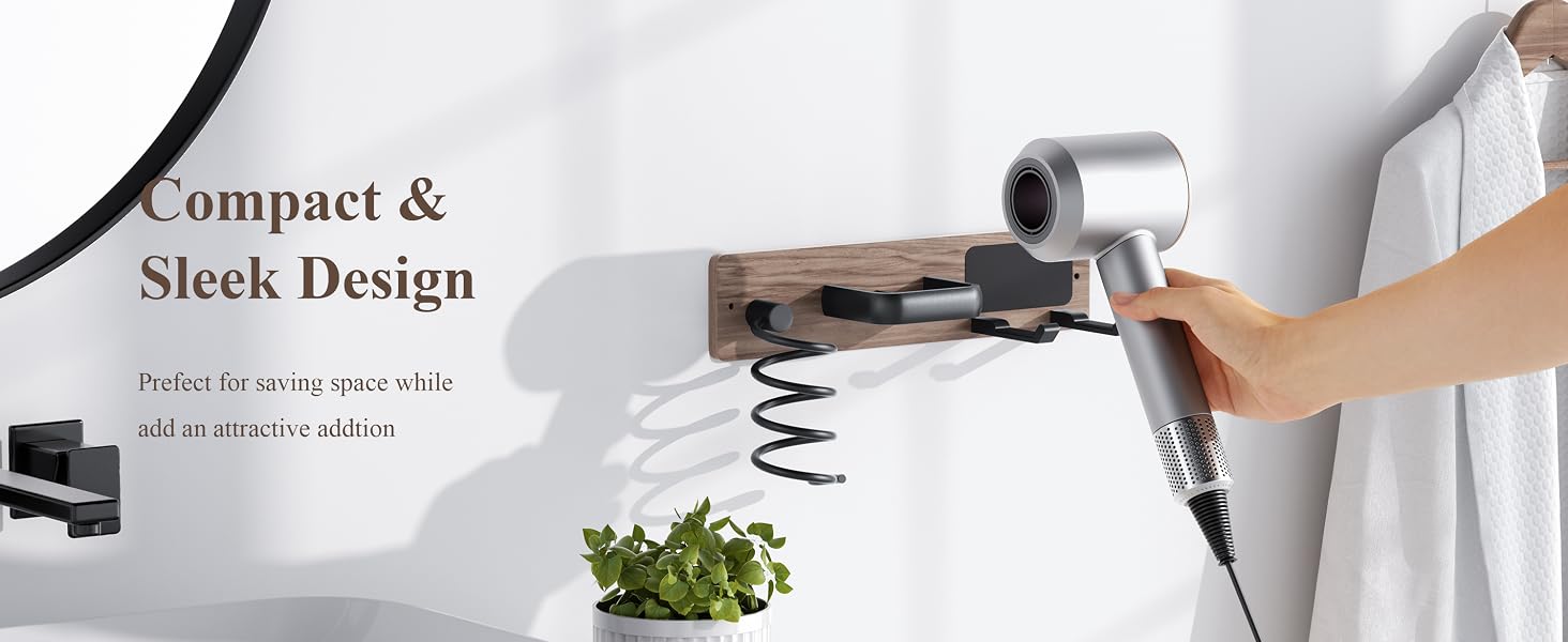 Walnut Hair Dryer Holder Curling Iron Holder Flat Iron