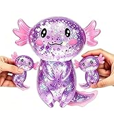 Jiezipeasy Axolotl Fidget Toy, Soft Squishy Stress Relief Toy for Adults and Kids, Glitter Sensor...